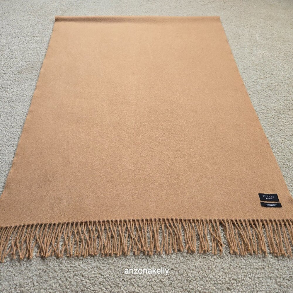 Kiltane of Scotland 100% Cashmere Oversized Scarf Wrap Tan Camel - Picture 9 of 16